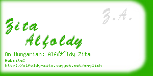 zita alfoldy business card